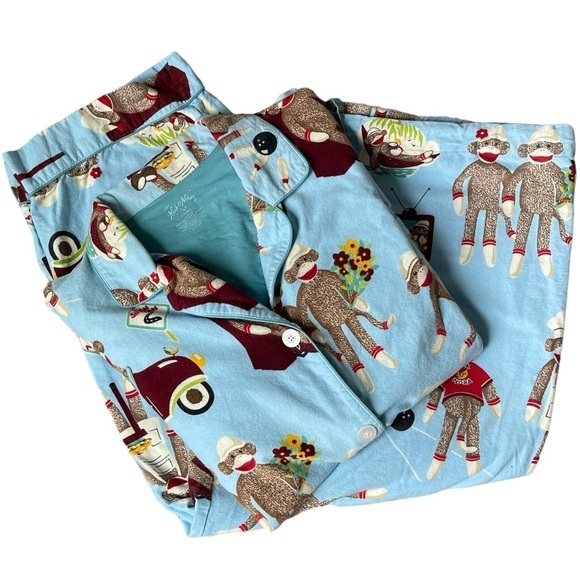 Nick & Nora Sock Monkey Flannel Pajamas